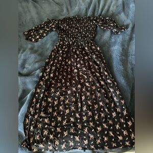 Topshop Black Floral Long Sleeve Dress - Size 6